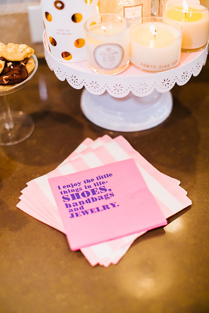 Funny napkins, cocktail napkins, cookies, candles