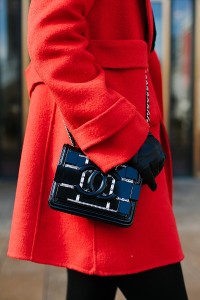 Red coat, NYFW, Snow, Red, Bow, Winter wardrobe, Asos, Topshop, Zara, Chanel, Black and white, Nordstrom, Ray Ban, White Button Down, Black Shorts, Topshop Shorts, Black ankle boots, pearl earrings, statement earrings, leather gloves, snow, New York, Dallas Blogger