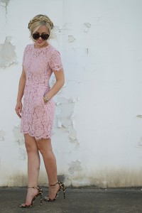 Pink Lace, Lace Dress, Pink Lace Dress, Goodnight Macaroon, Pink, Dress, Stuart Weitzman, Leopard, Karen Walker Sunglasses, Nordstrom