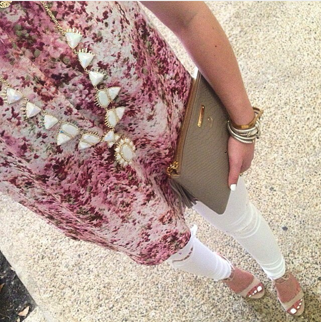 Pink Top and White Denim