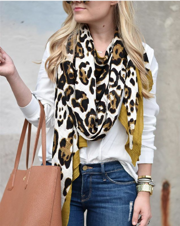Leopard Scarf, Nordstrom Scarf, Tory Burch Tote, Jeans