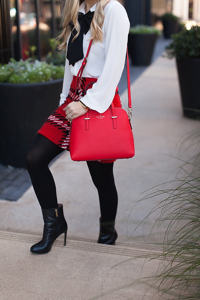 Nordstrom Kate Spade, Kate Spade Holiday, Kate Spade Bag, Kate Spade Red Bag, Red Plaid, Holiday Outfit, Holiday outfit inspo, what to wear for the holidays