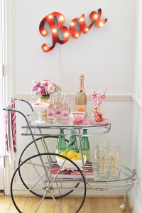 Valentine's Day Decor, Valentine's Day, Valentine's Decor, Pink, Hearts, Valetine's decorations, candy, sugarfina, champagne, crate and barrel, one kings lane, cute decor, girly decor, bar cart, how to decorate your bar cart, bar cart decor, pink decor, interior decor, valentine's day decor, vday decorations, pink decor, cute bar cart, decorating your bar cart