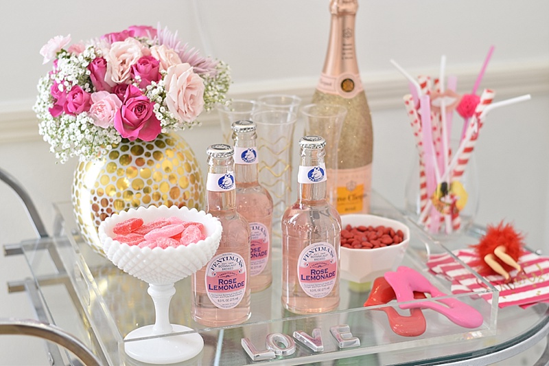 Valentine's Day Decor, Valentine's Day, Valentine's Decor, Pink, Hearts, Valetine's decorations, candy, sugarfina, champagne, crate and barrel, one kings lane, cute decor, girly decor, bar cart, how to decorate your bar cart, bar cart decor, pink decor, interior decor, valentine's day decor, vday decorations, pink decor, cute bar cart, decorating your bar cart 