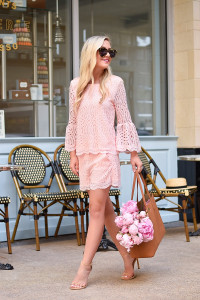Pink Lace Two Piece, Pink Lace, Pink Lace Set, Nordstrom, Nordstrom Lace Top, Peonies, Tory Burch, Tory Burch Tote, Nordstrom Tory Burch, Pink Outfit, Pink Dress, Stuart Weitzman Heels