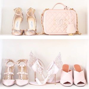 Chanel bag, chanel handbag, valentino heels, valentino rockstuds, sophia webster heels, sophia webster wing sandals, jimmy choo shoes, jimmy choo heels, blush and nude, pink heels, neutral bag
