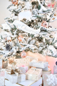 Christmas-decor, pink-christmas, christmas-decorating-ideas, gift-wrap, Pink-christmas, Pink-Christmas-decor, Flocked-Christmas-tree, Pink-Ornaments