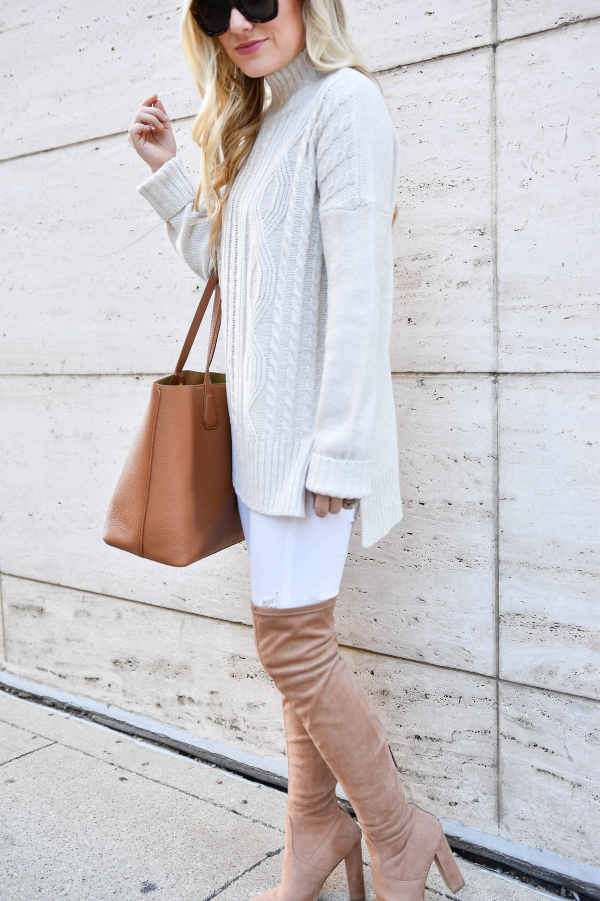 White-Cable-Knit-Sweater, White-Jeans, Tory-Burch-tote, Over-the-knee-boots, Nordstrom-sweater, Nordstrom-Womens
