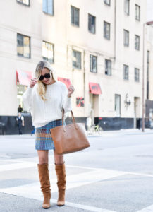 Fall-fashion, Nordstrom, Cableknit-sweater, over-the-knee-boots, tory-burch-tote, mini-skirt, thanksgiving-outfit