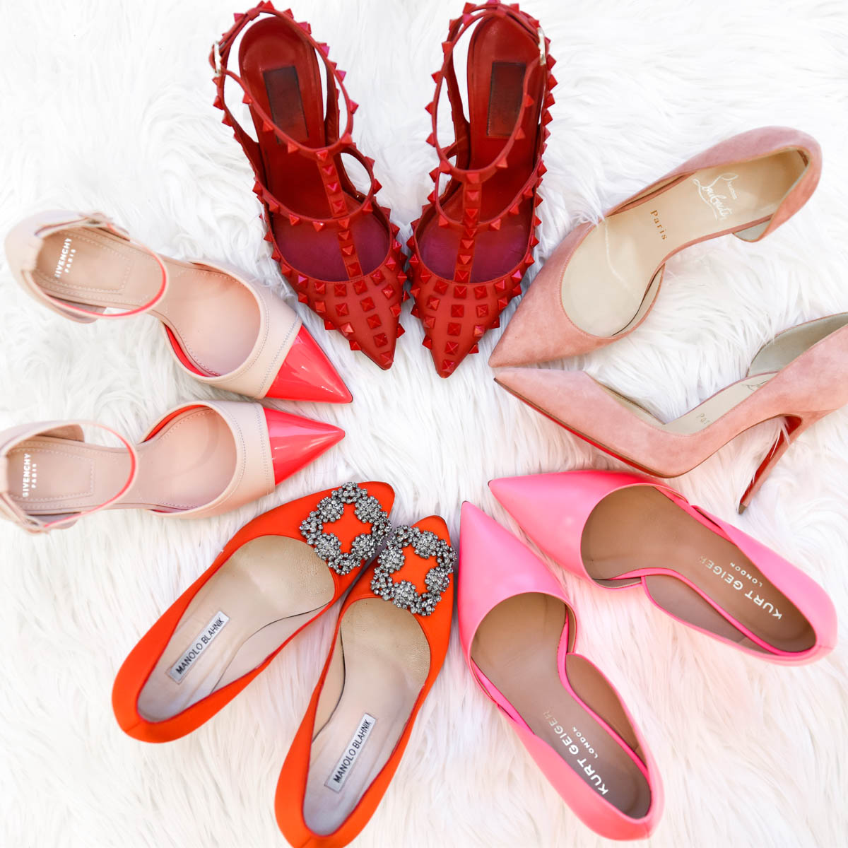 Pink-Heels, Pink-Shoes, Pink-Louboutins, Red-Manolo-Blahnik, Givenchy-heels, Valentino-heels, Louboutin-heels