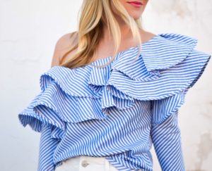 Chicwish-top, ruffle-top, one-shoulder-tops, white-skirt, nordstrom-skirts, spring-outfit-ideas, chanel-bag