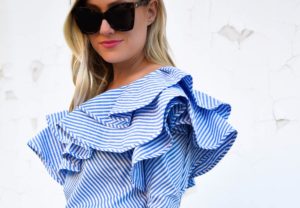 Chicwish-top, ruffle-top, one-shoulder-tops, white-skirt, nordstrom-skirts, spring-outfit-ideas, chanel-bag