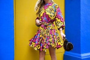 Ella belted printed cotton mini dress, Rhode Resort Dress, Net-A-Porter Dress, cult Gaia Bag, Colorful Dress, Lo Murphy, Travel Blogger, Cartagena, Dallas Blogger, Schutz Shoes, Yellow Sandals
