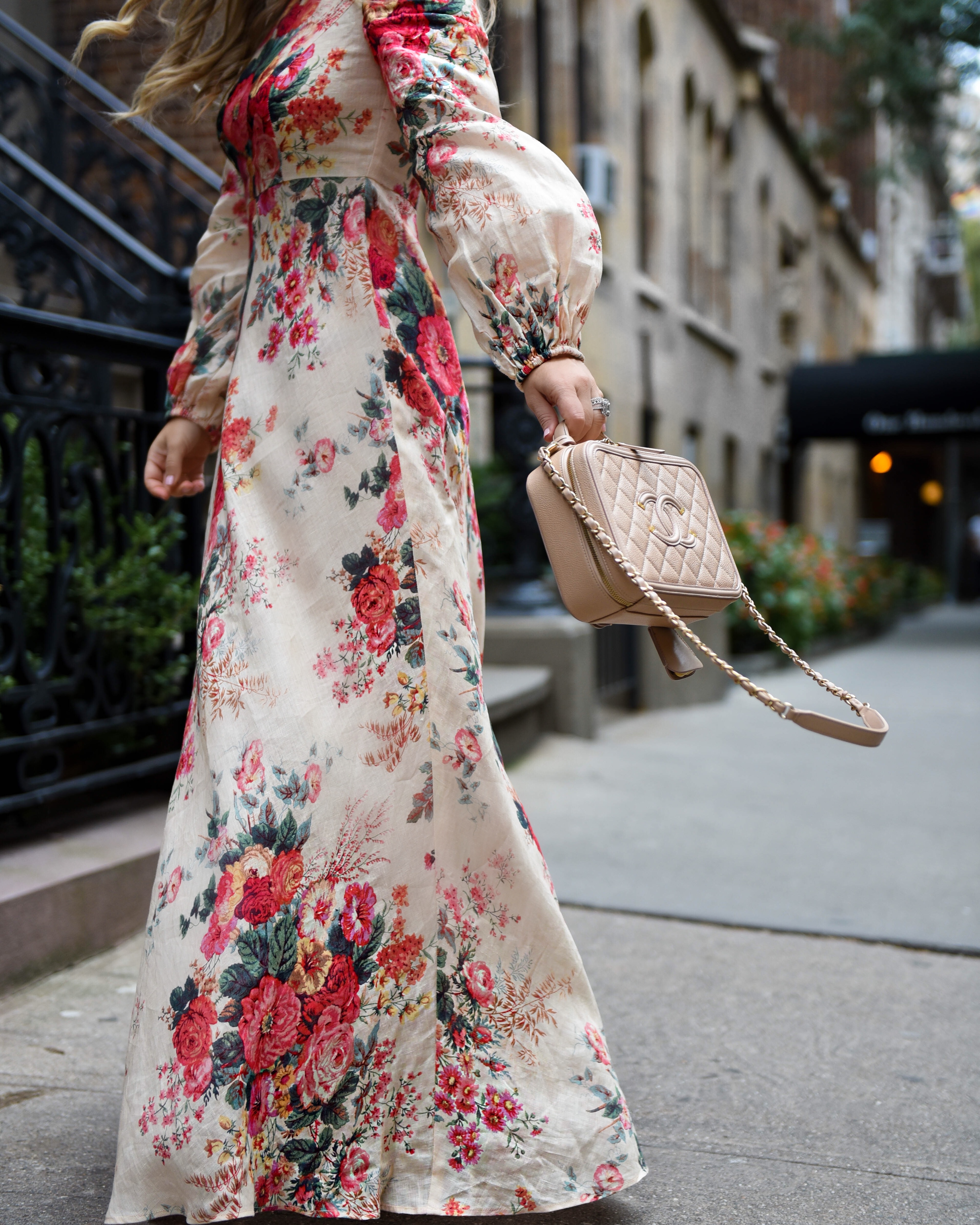 Zimmermann-Dress-Fall-Florals-Saks-Nordstrom-Lele-Sadoughi-Floral-Dress-Chanel-Handbag-1
