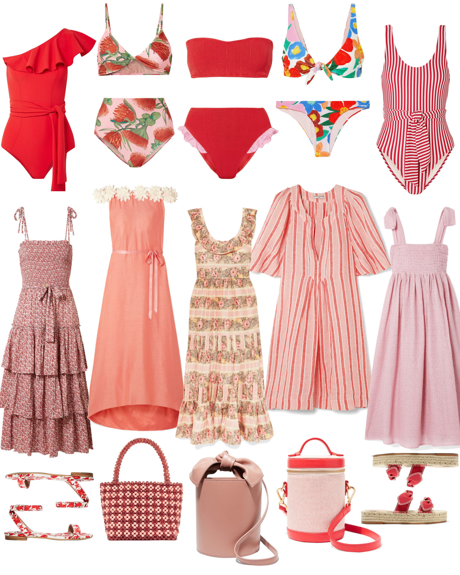 net-a-porter-sale-swimwear-bikini-one-piece-on-sale-handbag-sandals-pink-and-red
