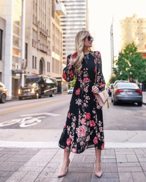 Lo-Murphy-Dallas-Blogger-Reformation-Dress-Floral-Midi-Dress-Saint-Laurent-Bag
