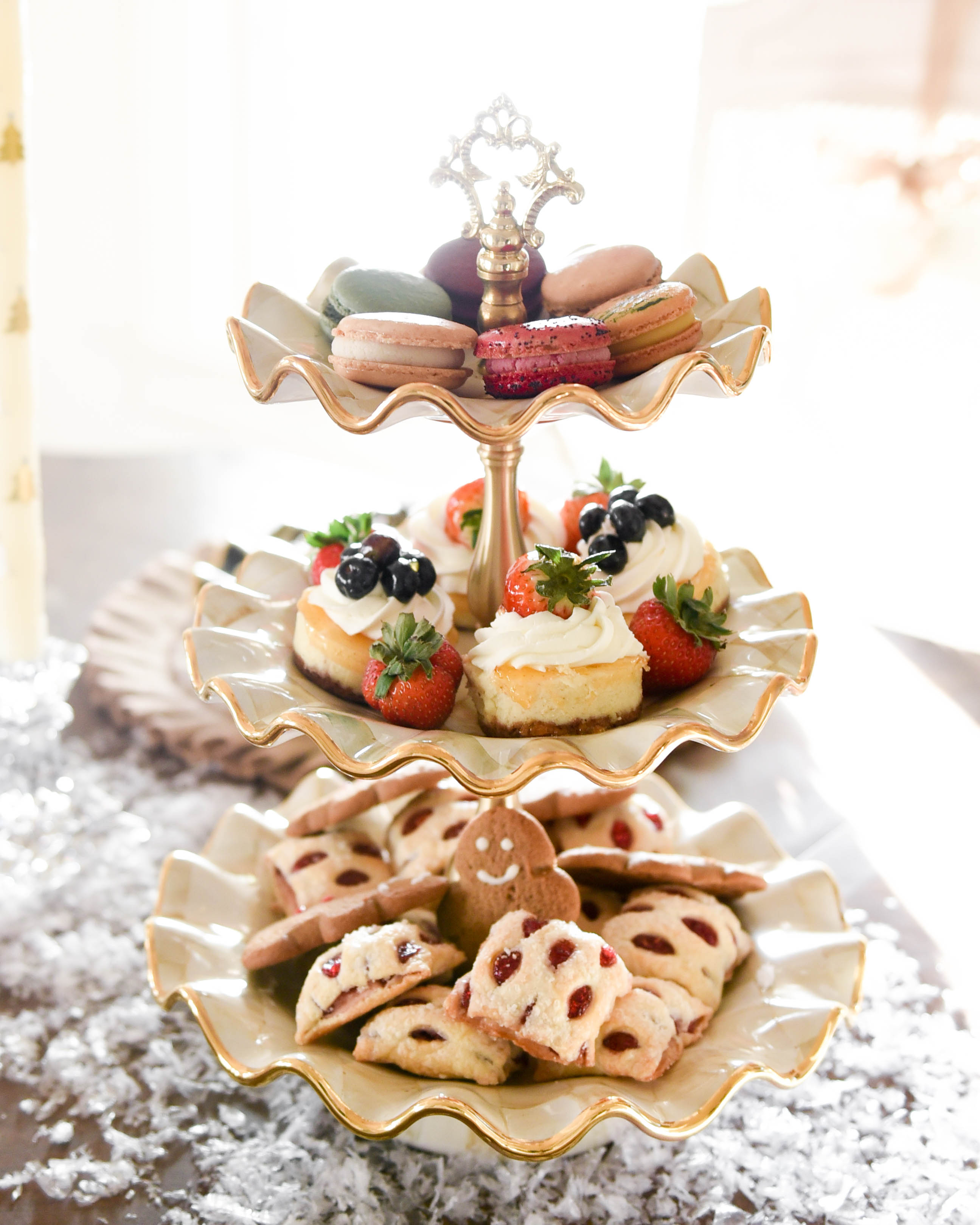 Lo-Murphy-Mackenzie-Childs-Holiday-Tablescape-Home-Decor-dessert-tray-courtley-check-three-tiered-stand